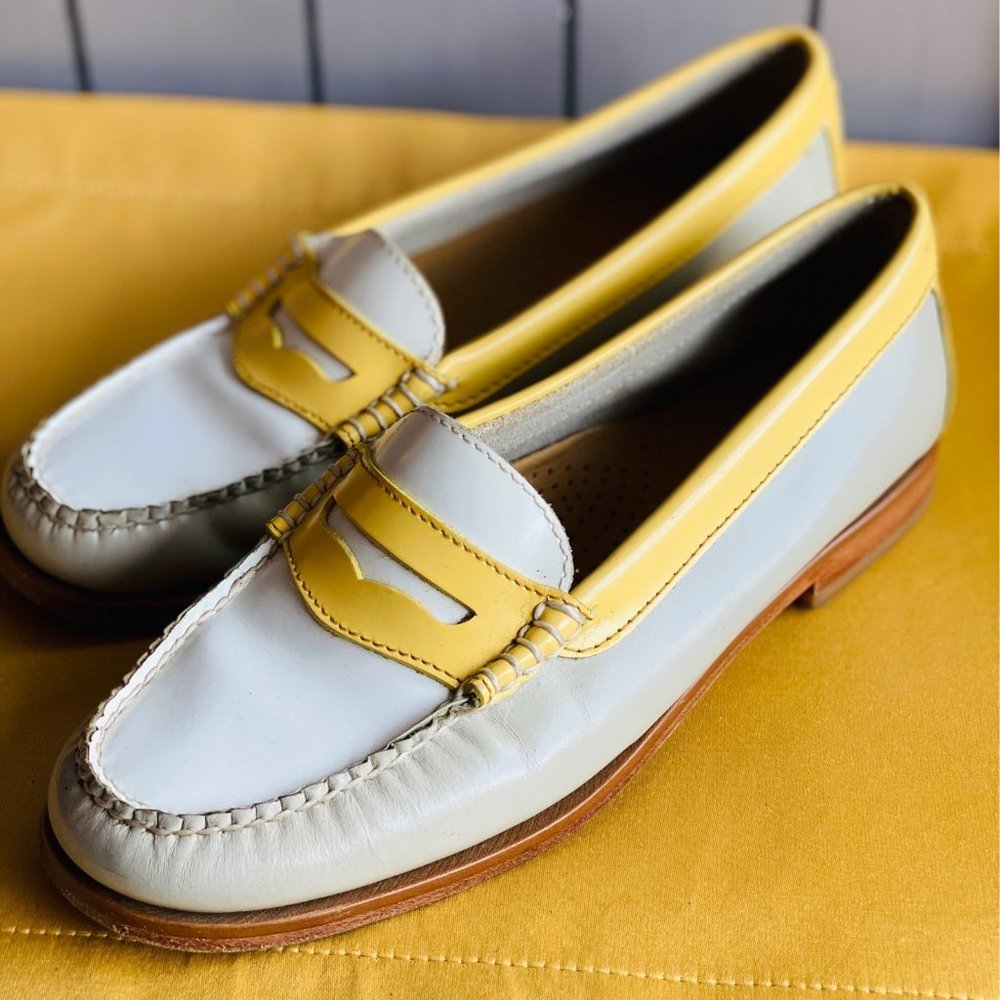 Bass Weejuns Colorblock Loafers Grey Yellow White
